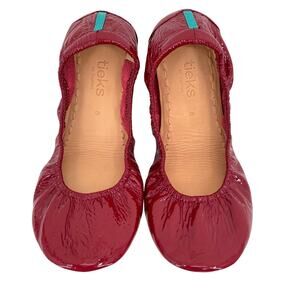 Tieks Ruby Red Patent Leather Ballet Flats Classic Foldable Travel Shoes Size 8